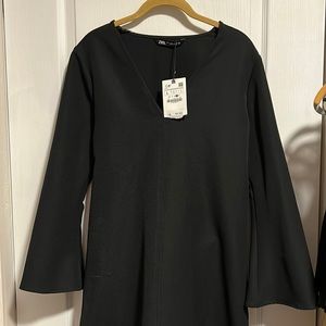 Zara brand new black dress V-neck with tags size large